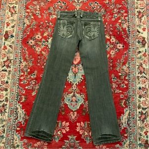 Miss Me Fleur De Lis Distressed Style JP43698 Jeans 30/33 LONG INSEAM